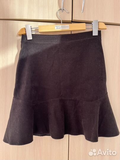 Чёрная юбка из искусственной замши, S