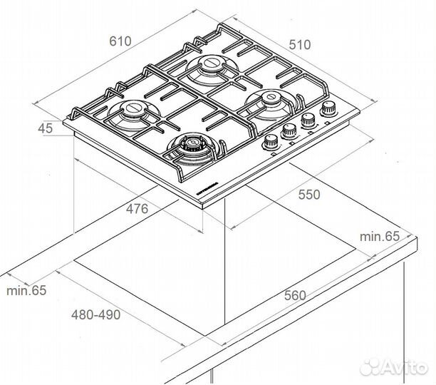 Газовая варочная панель Kuppersberg FS 601 W Silve