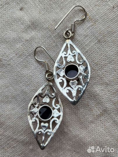 Серьги с черным ониксом