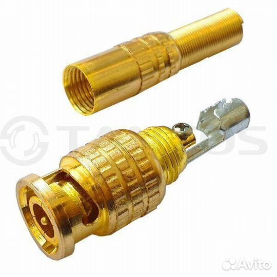 Разъем TS BNC gold штекер под винт с пружиной, мет