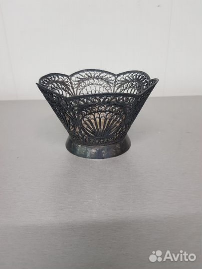 Конфетница мельхиор, скань