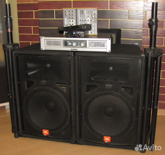 Колонки JBL 1000W Усилок Микшер Микрофон Штативы