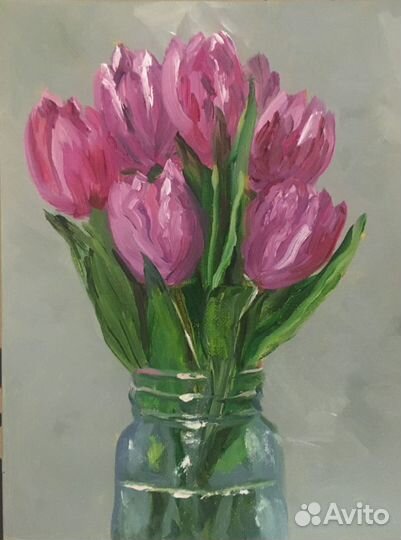 Картина маслом на холсте/цветы/весенние цветы