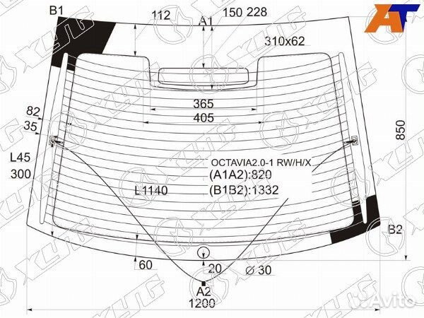 Стекло заднее skoda octavia