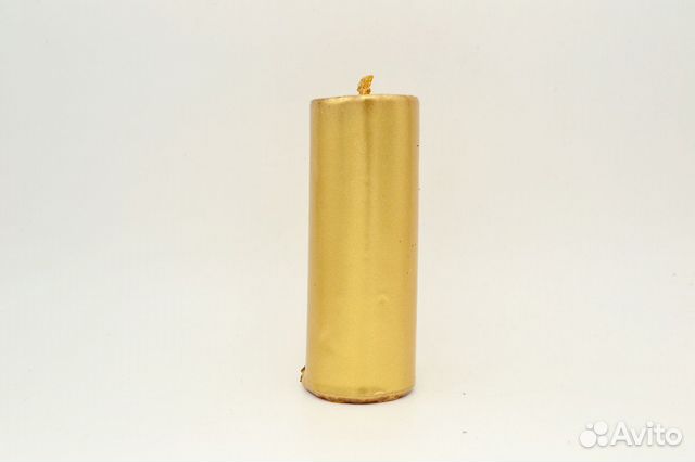 Свеча-столб восковая золотая, 10 см