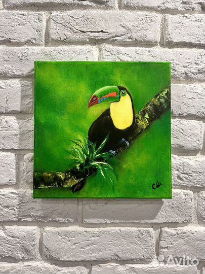 Картина маслом: Попугай Тукан