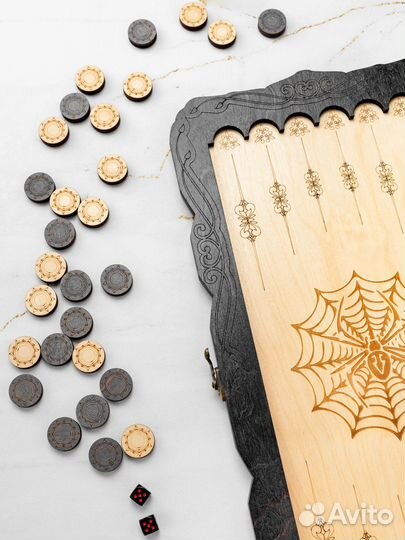 Нарды деревянные паук светлый 50х50 новые