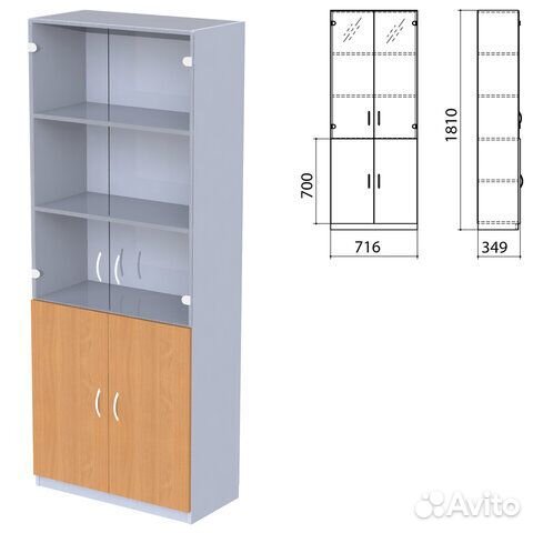 Шкаф закрытый со стеклом Бюджет, 716х349х1810 мм