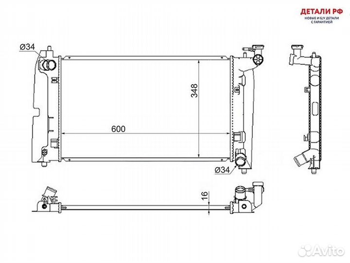 Радиатор Toyota Corolla (E120) 00-07 / Corolla Fielder (E120) 00-06 / Corolla JPN (E120) 00-07 / Gee