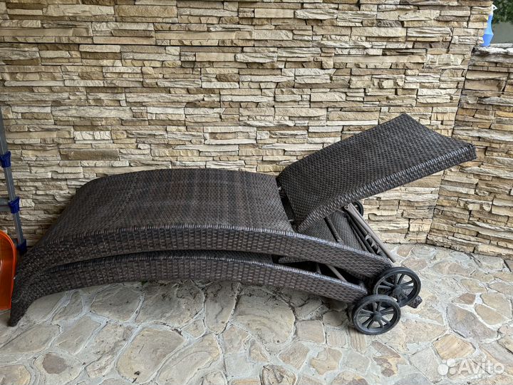 Шезлонг лежак monaco Монако коричневый из ротанга