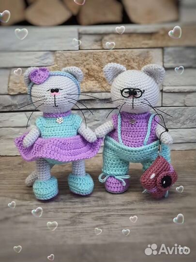 Пара котиков/зайчиков, игрушка ручной работы