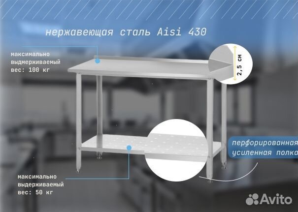 Стол из нержавеющей стали новый