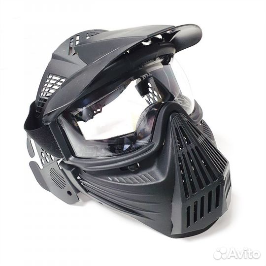 Очки-маска прозрач. (разборные с козырьком, черн.)