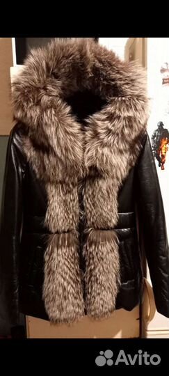 Кожаная куртка с мехом чернобурки