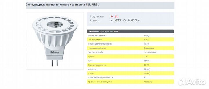 Лампы направленного света (точечные) Navigator