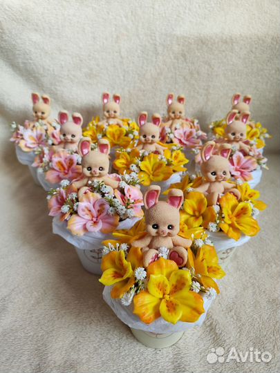 Букет из мыла с зайкой
