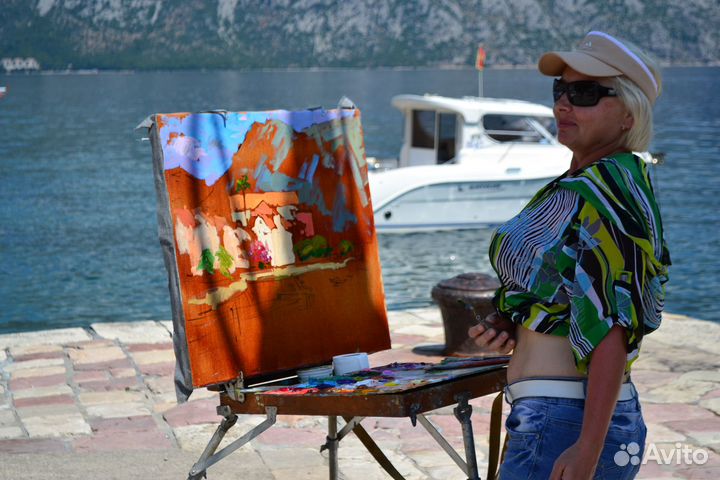 428 Зеленые лодки Балаклавы, кисти Анны Давыдченко