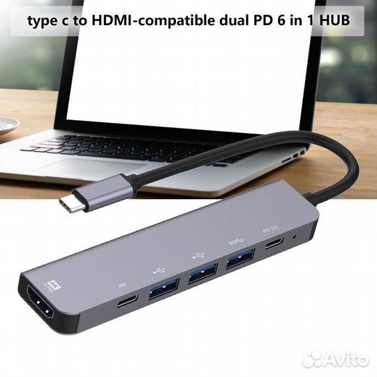 USB Хаб Type-C 6в1 на MacBook bronka UC90