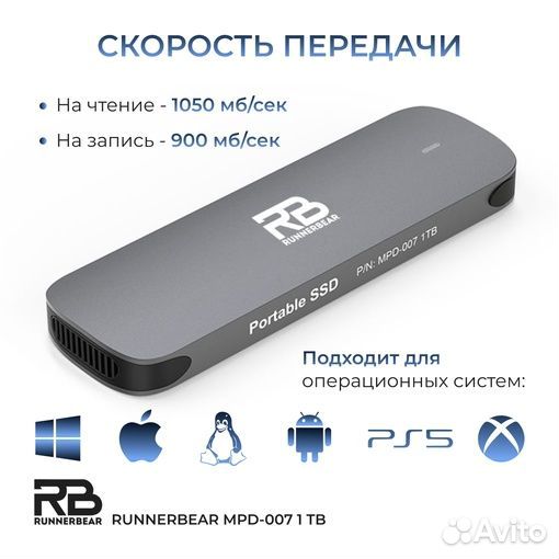 Внешний SSD-диск 1 тб RunnerBear MPD-007
