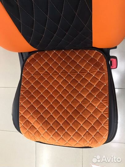 Накидка на сиденье Квадрат, Ромб, велюр оранжев
