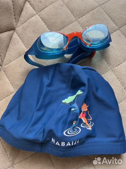 Шапочка для плавания и очки детские