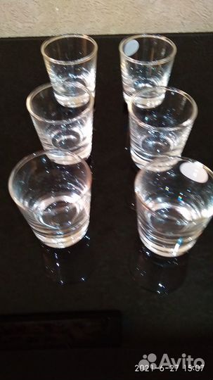 Стопка 25 мл,гладкая 6 штук, стекло