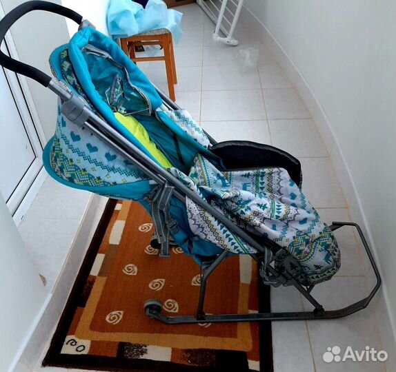Детские санки коляска с колесами