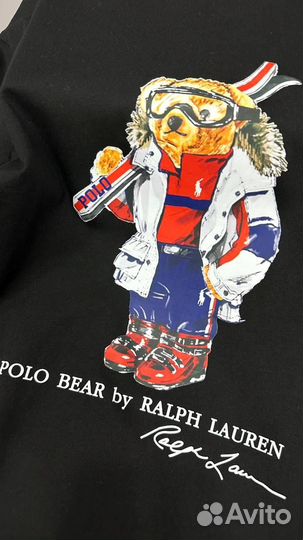 Черная широкая футболка polo bear ralph