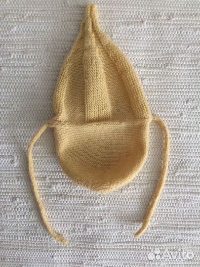 Шапка двойная с ушками полушерсть 0-3мес