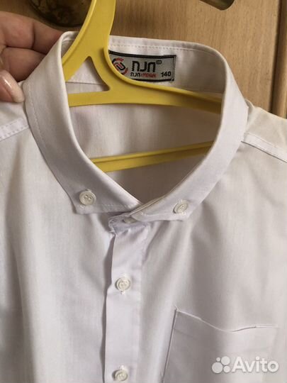 Рубашка белая с коротким рукавом 140