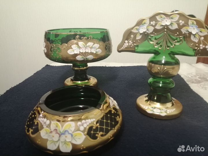 Богемия Ваза на ножке, салфетница и пепельница