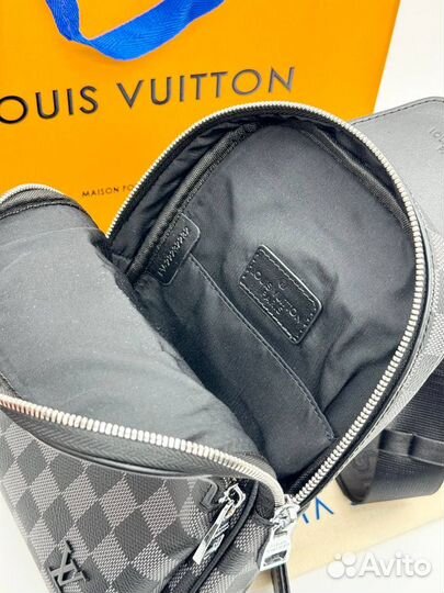 Сумка поясная louis vuitton натуральная кожа мужск