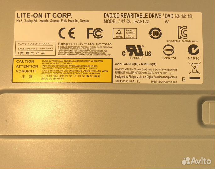 Dvd привод / дисковод lite-ON corp. iHAS122-04 WU