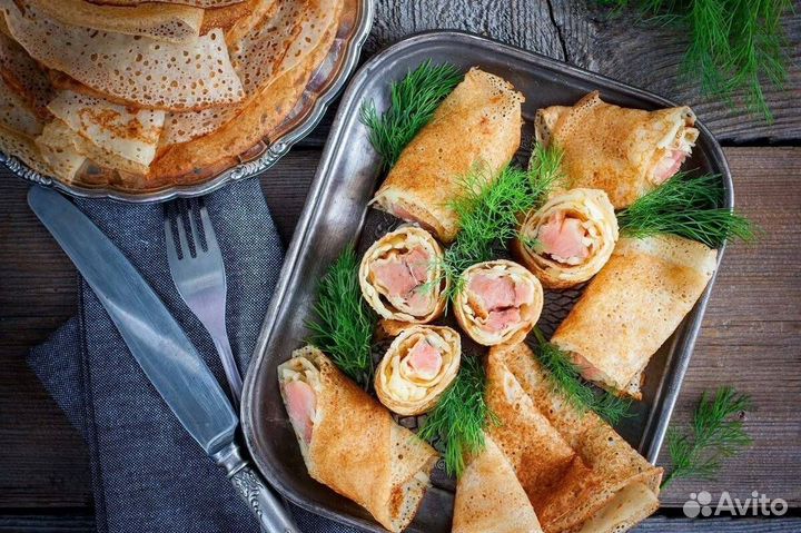 Обжариваем вручную Блинчики Ветчина и Сыр домой