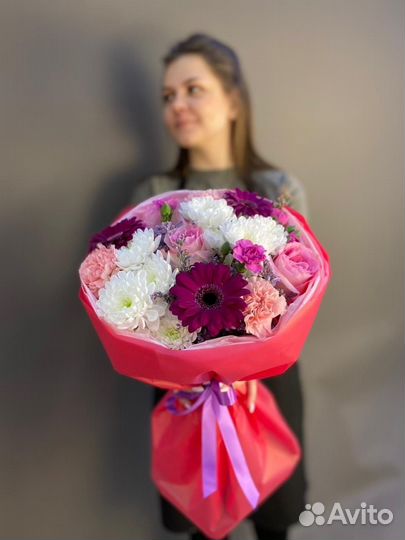 Букеты кругляши. Цветы. Доставка