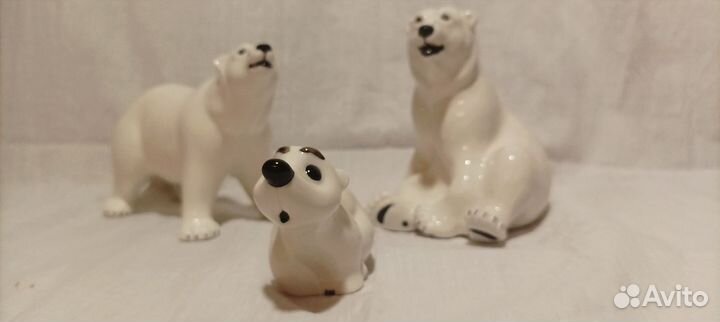 Семейство белых медведей фарфоровые статуэтки афз