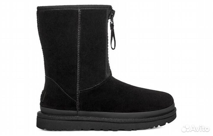 UGG Classic Short Zipper Tape Logo Boot 'Black' Women's (37)