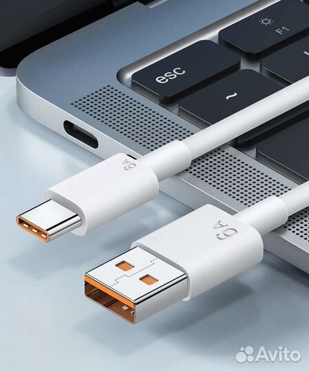 Провод, кабель зарядки USB-Type C на 6A 1м. и 2м