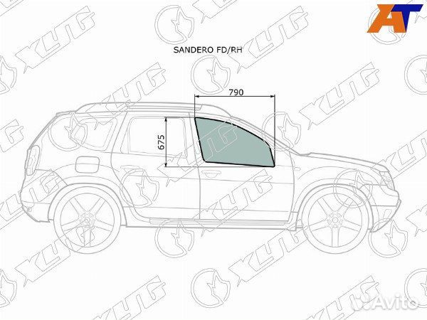 Стекло боковое опускное dacia sandero