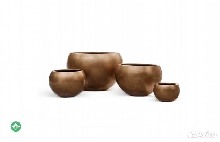 Кашпо Полусфера Золото Матовое