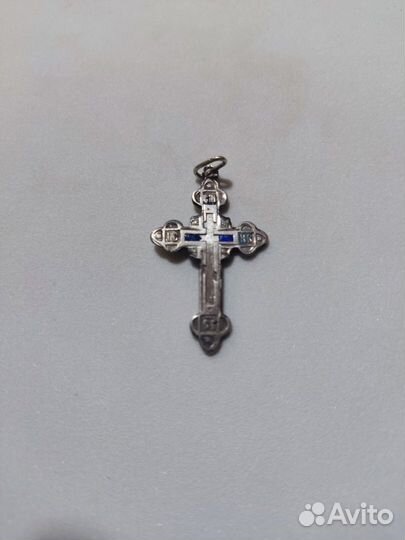 Царское серебро нательный крестик 84 пр. эмаль