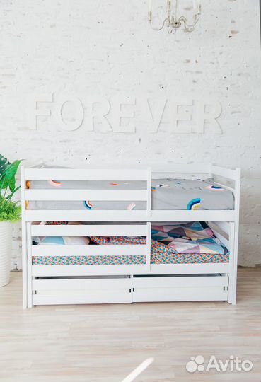 Детская кровать выкатная выдвижная из массива