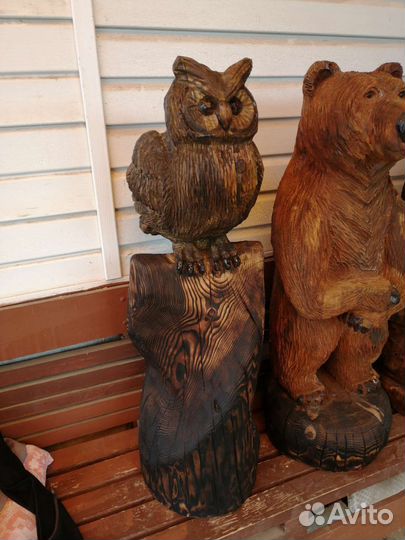 Филин, сова из дерева