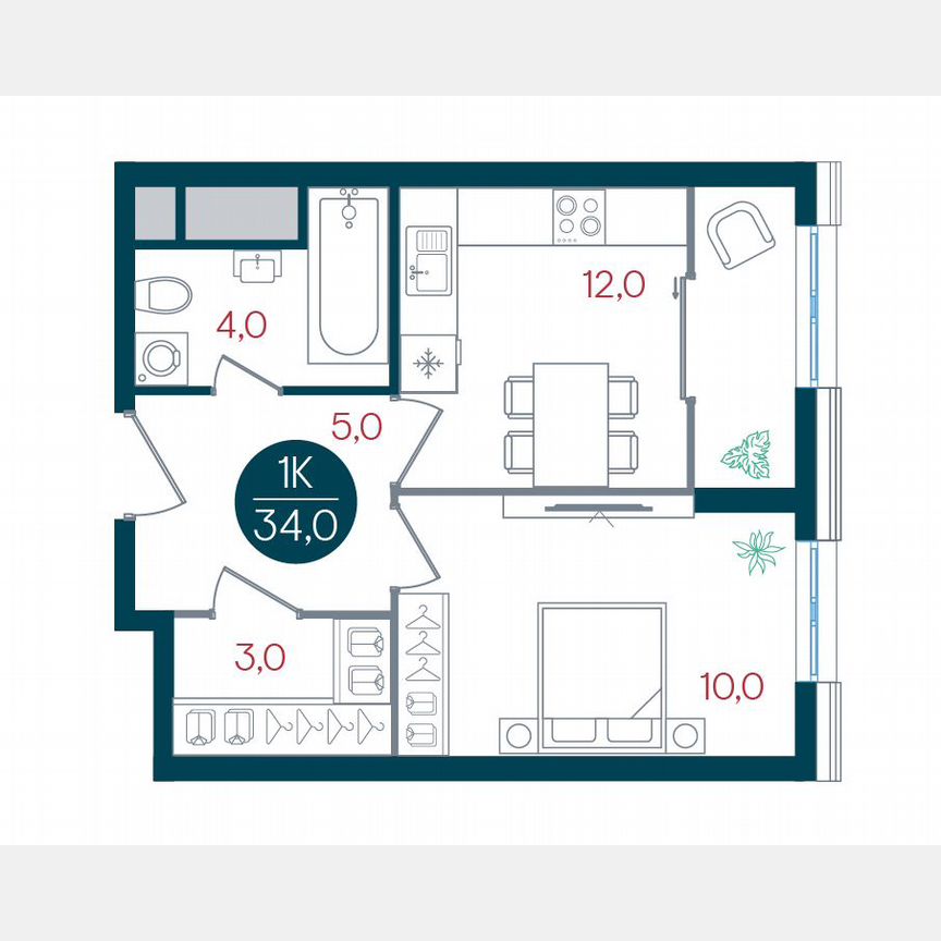 1-к. квартира, 34 м², 17/32 эт.