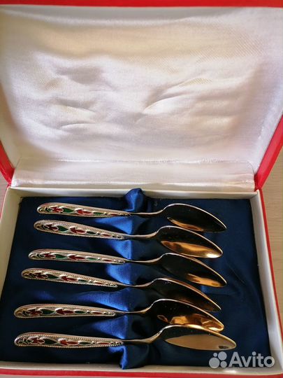 Серебряные позолоченные кофейные ложки 1960 год