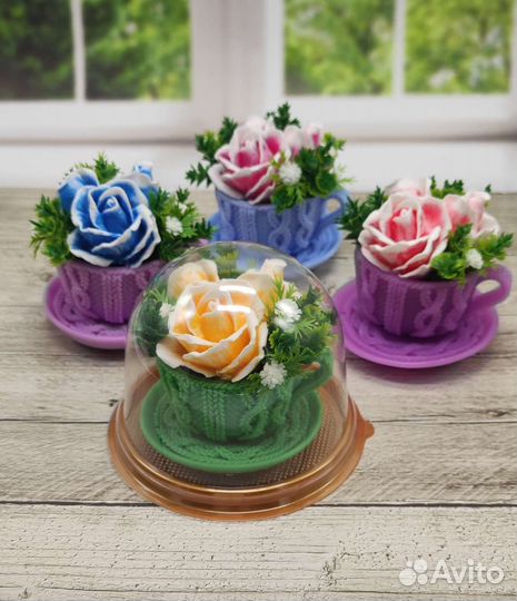 Мыло ручной работы Чайный сервиз с розами