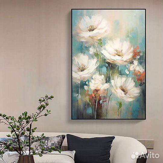 Картина маслом цветочки крепления в подарок