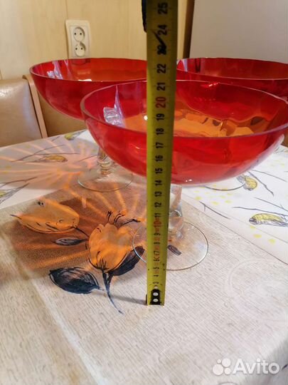 Ваза для фруктов на ножке цветное стекло СССР