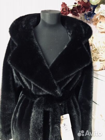 Шуба норковая черная (экомех) Vip