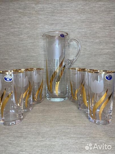 Кувшин со стаканами богемия